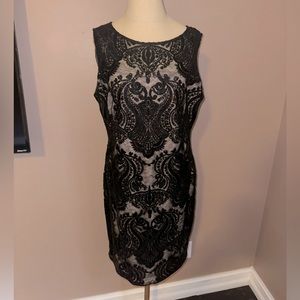 Calvin Klein black sequin overlay cocktail dress